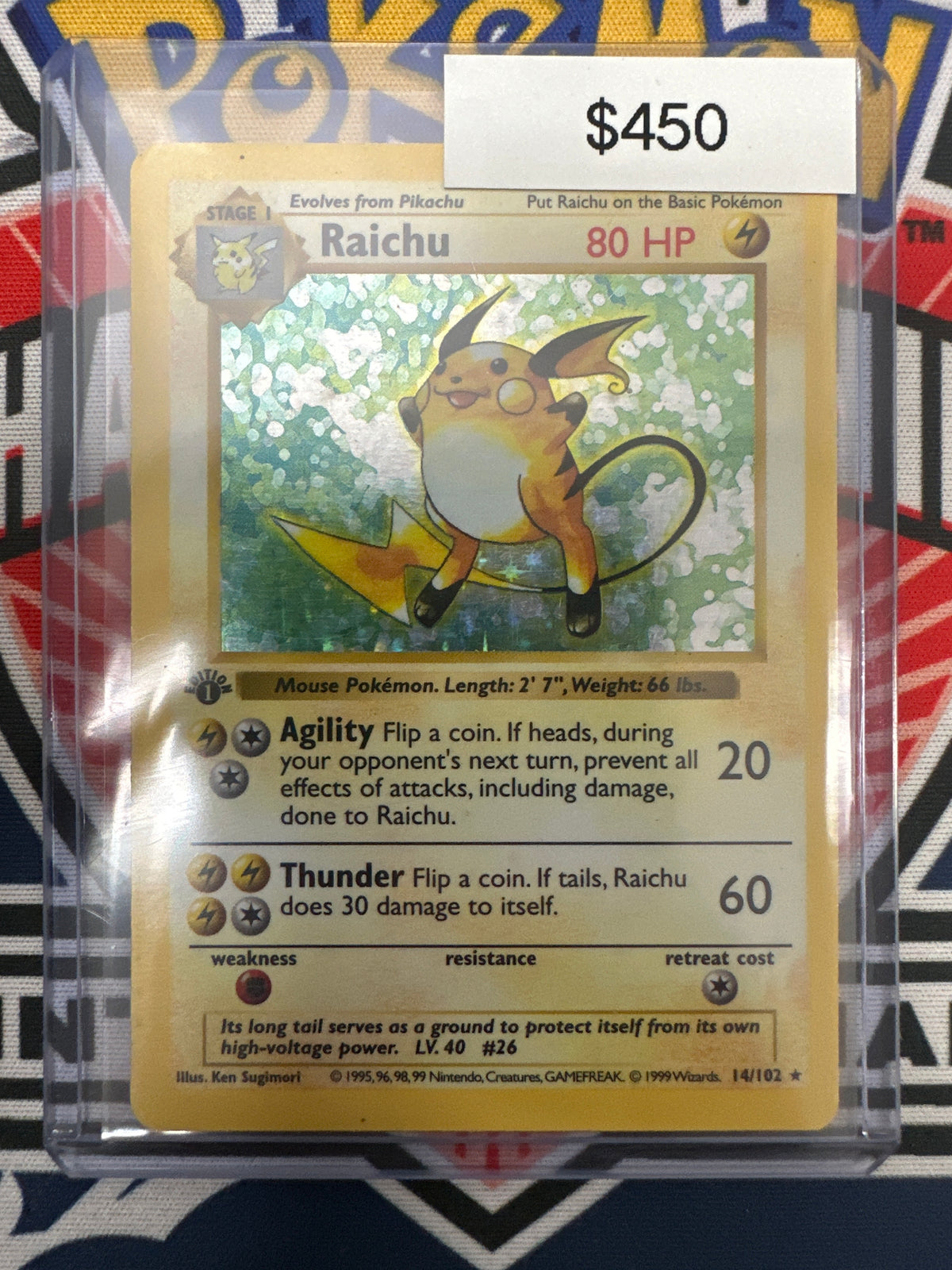 Pokemon Base Set Shadowless Raichu 1st Edition 14/102