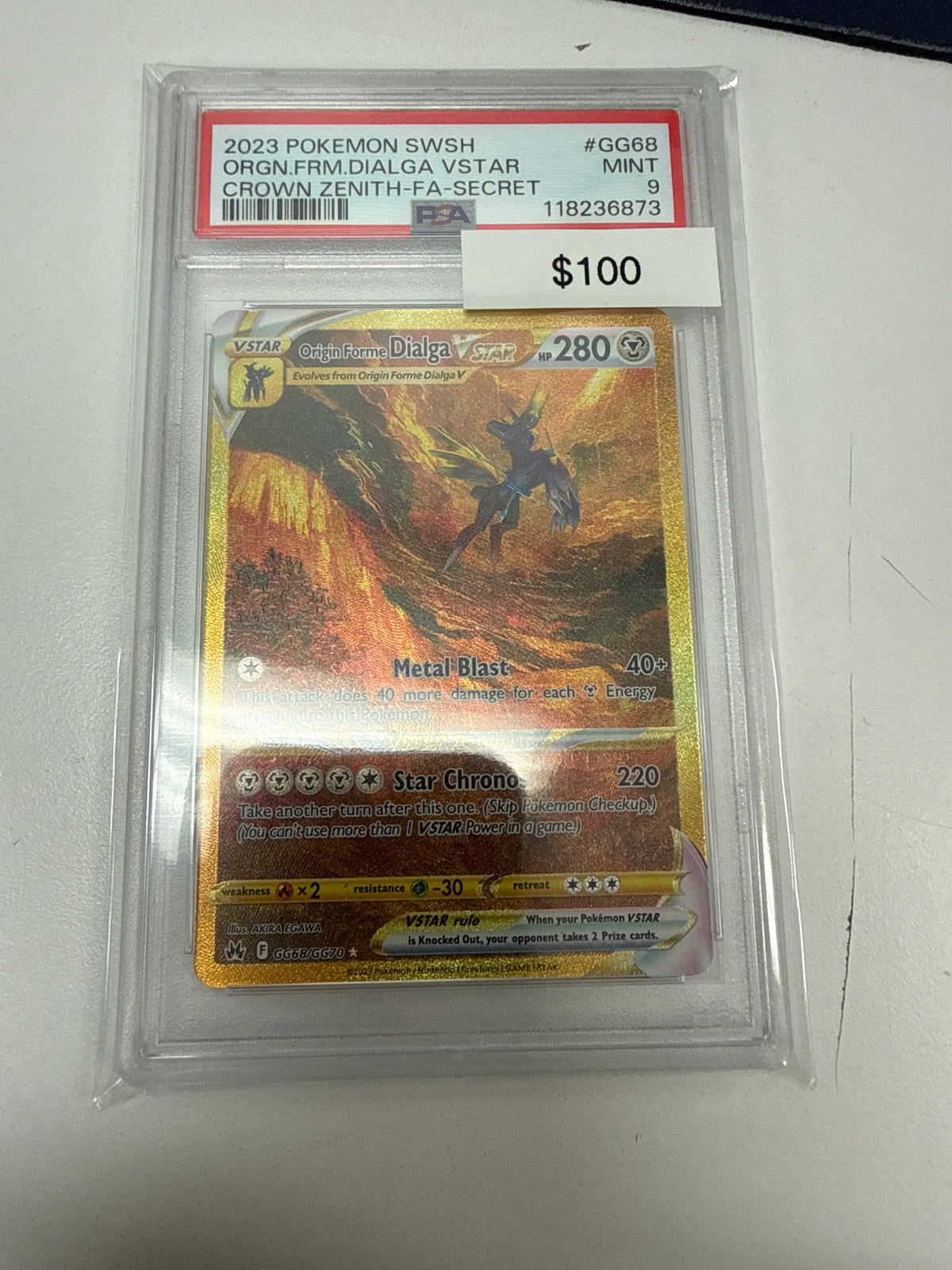 2023 Pokemon Crown Zenith FA Dialga VStar #GG68 PSA 9