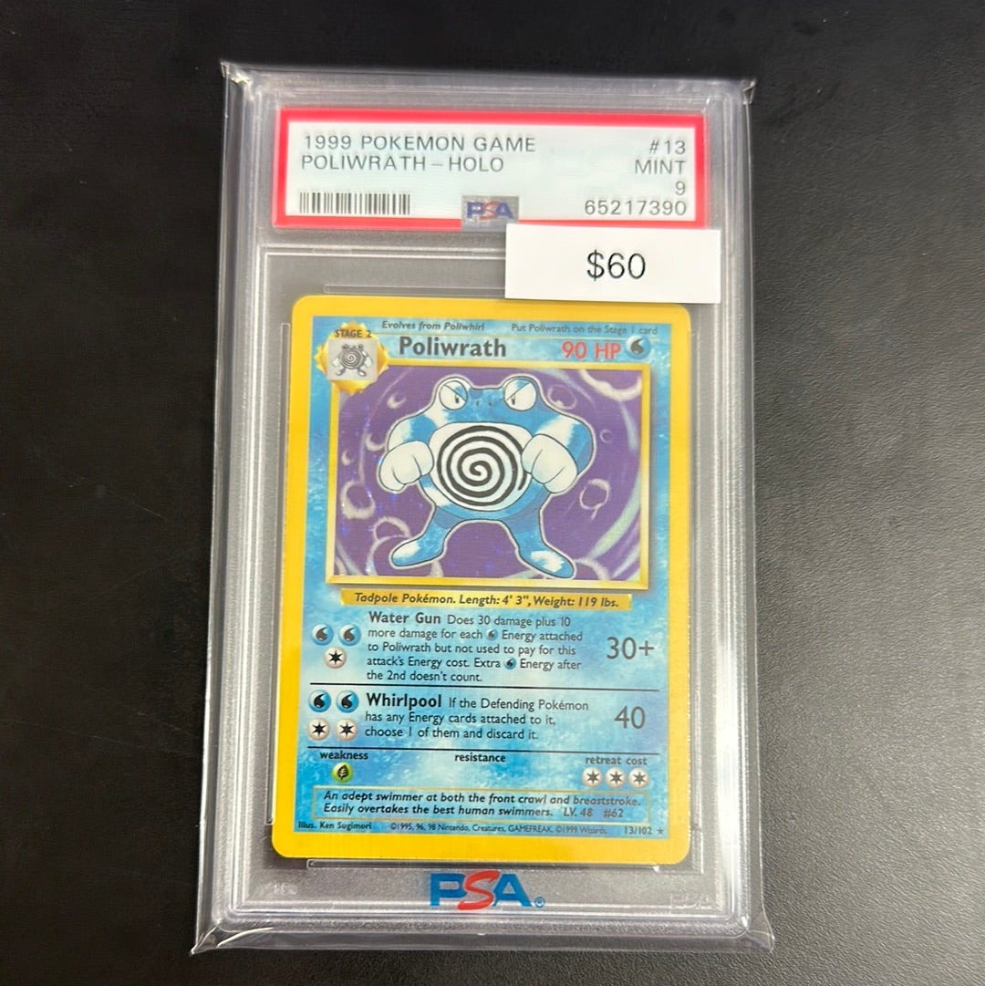 1999 Pokémon POLIWRATH Holo #13 PSA 9