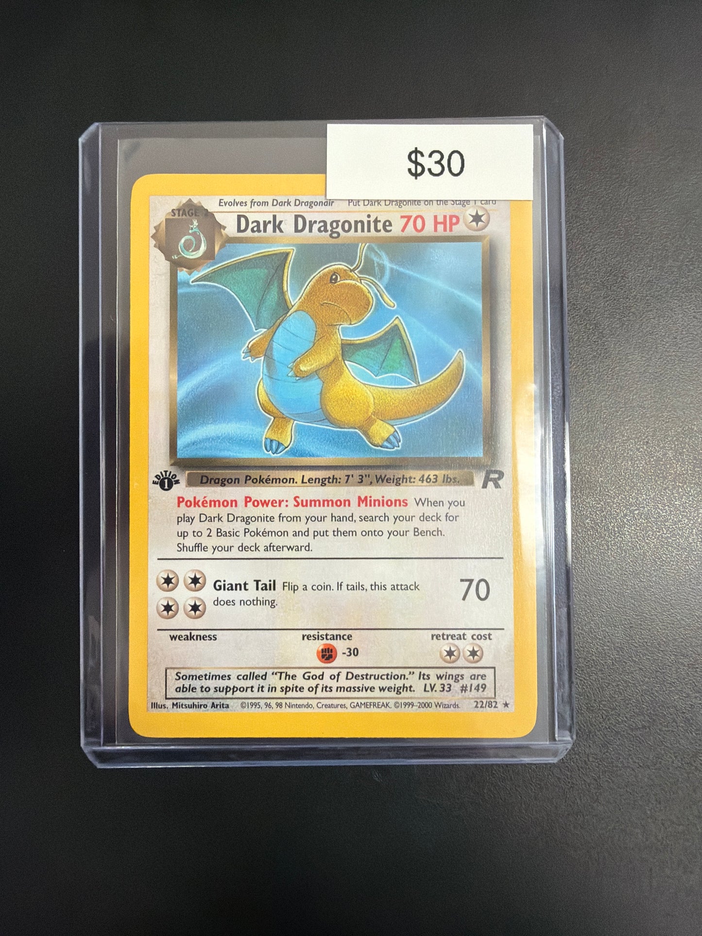 Pokemon Dark Dragonite 1st Ed. 22/82 NM