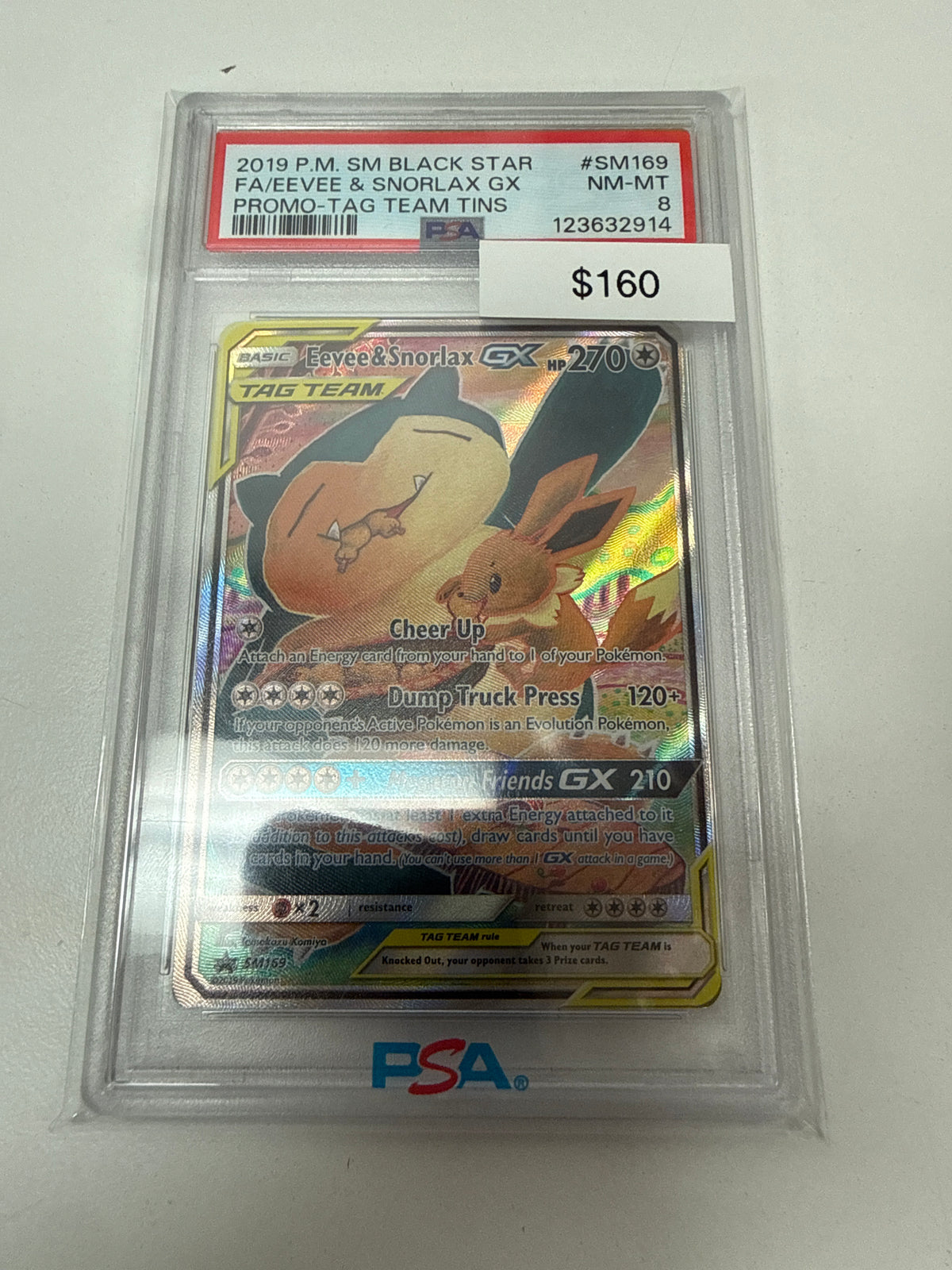 Pokemon Eevee & Snorlax Gx PSA 8