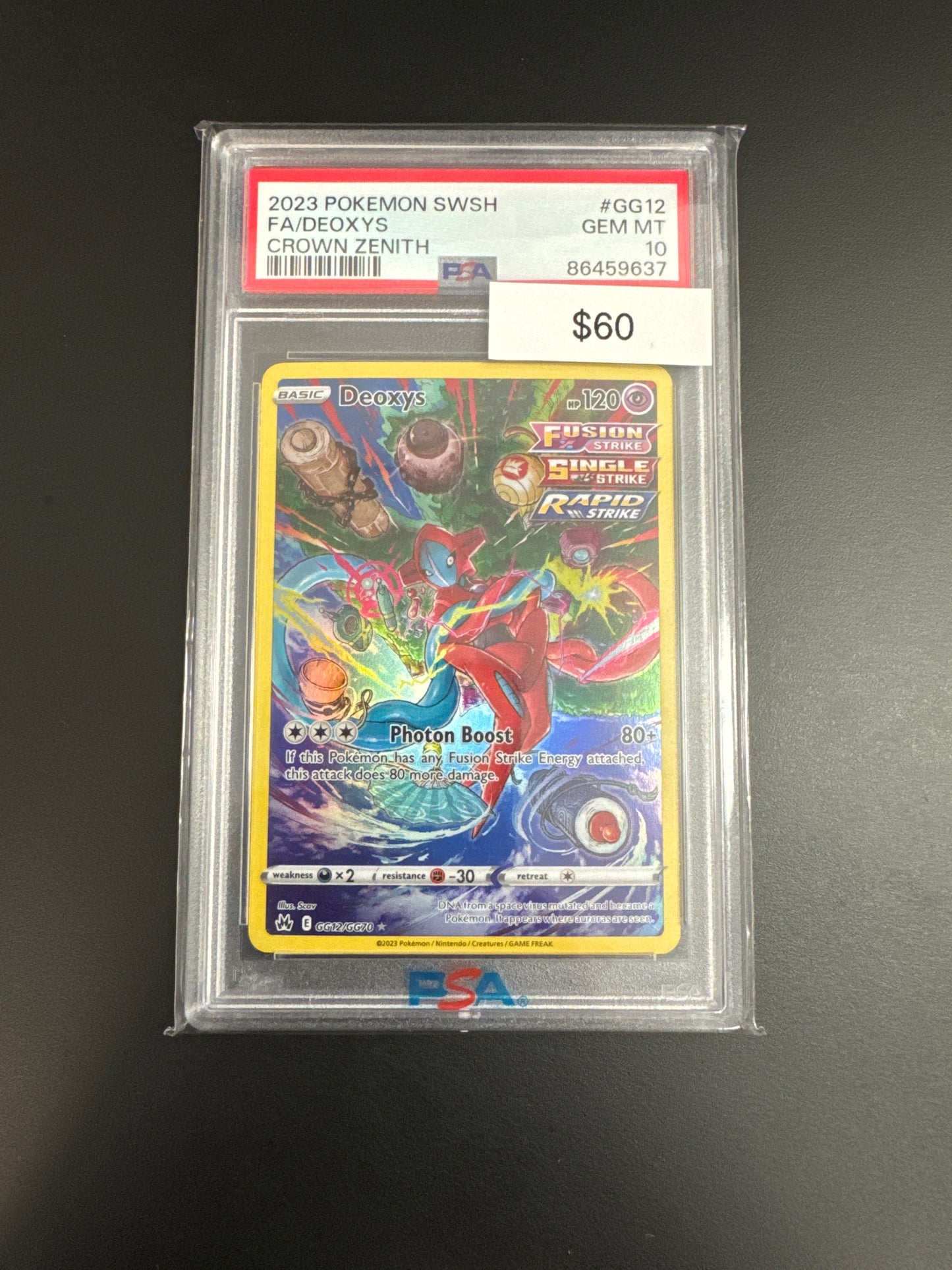 Pokémon Crown Zenith Deoxys GG12 PSA 10