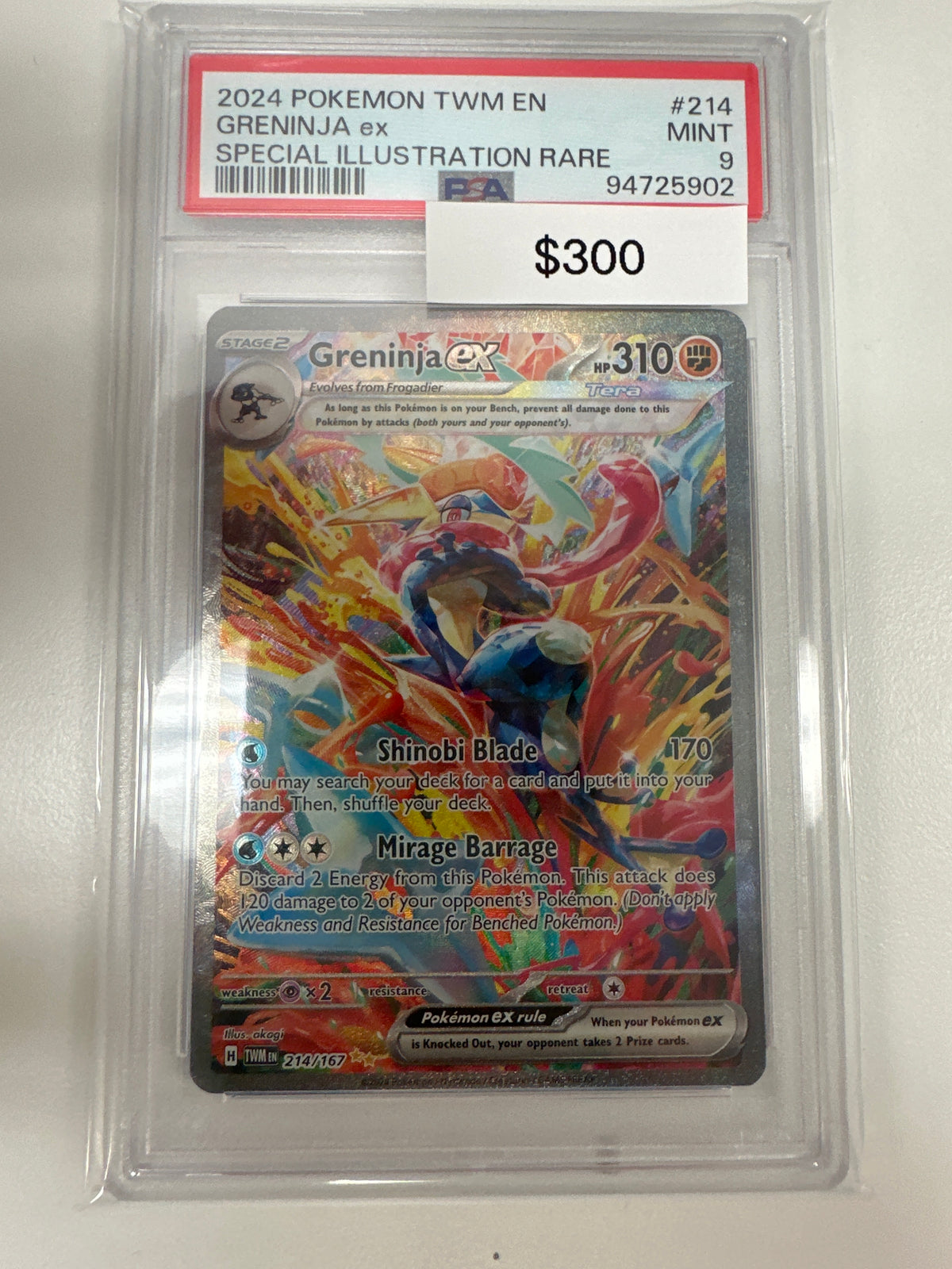 Pokemon Twilight Masquerade Greninja ex SIR #214 PSA 9