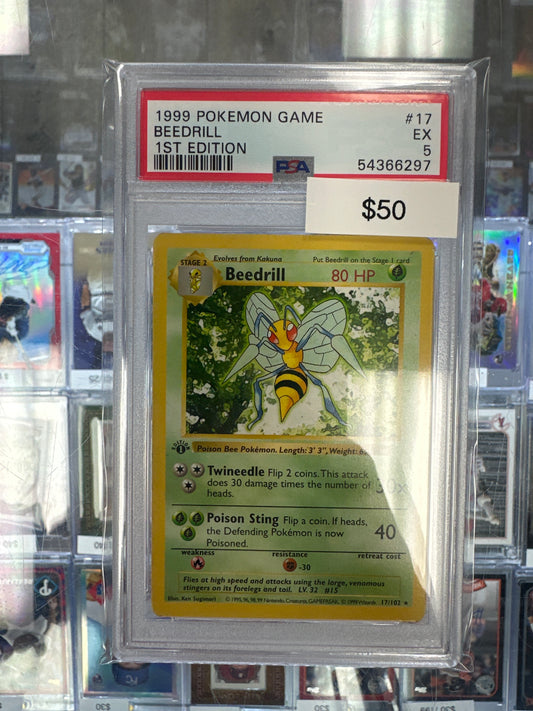 Pokemon Beedrill 7/62 1st Edition PSA 5