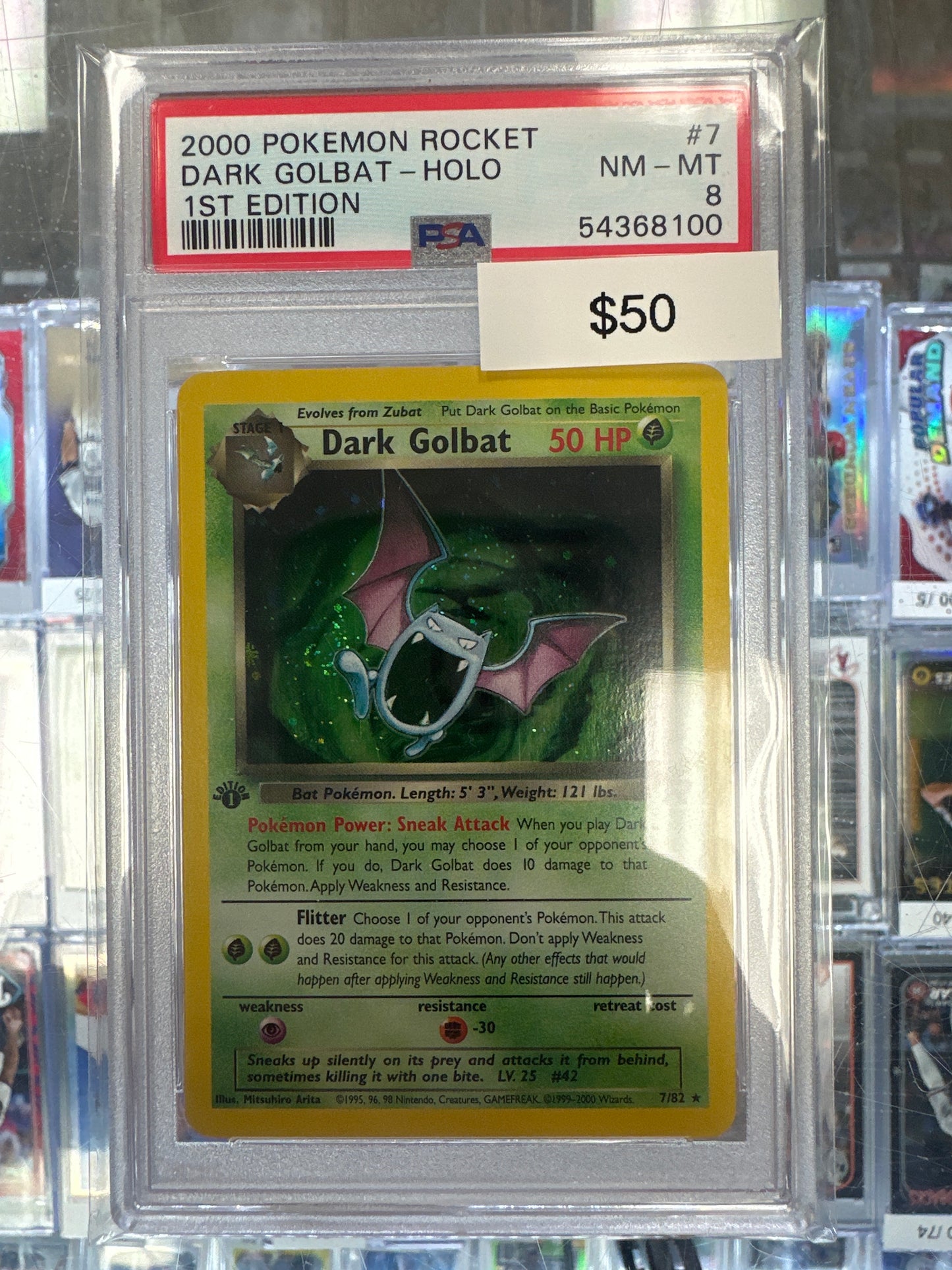 Pokemon Dark Golbat 10/64 1st Edition Holo PSA 8