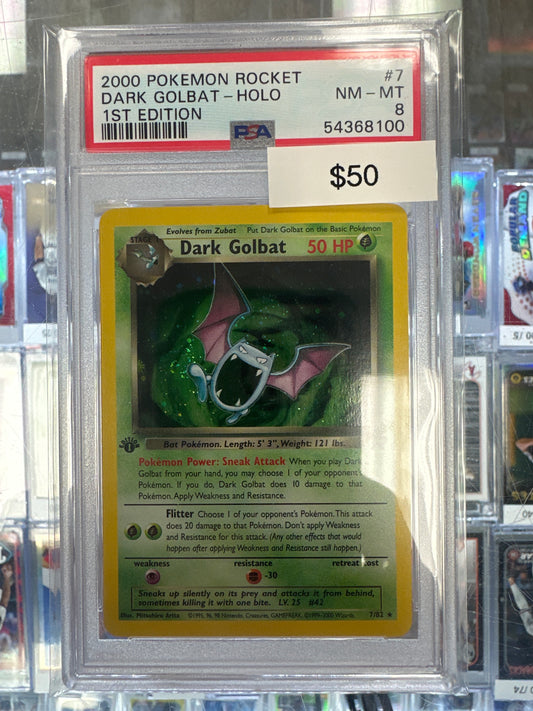 Pokemon Dark Golbat 10/64 1st Edition Holo PSA 8