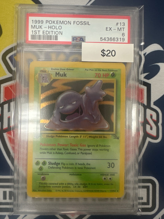 Pokemon Fossil Muk 13/62 1st Edition PSA 6