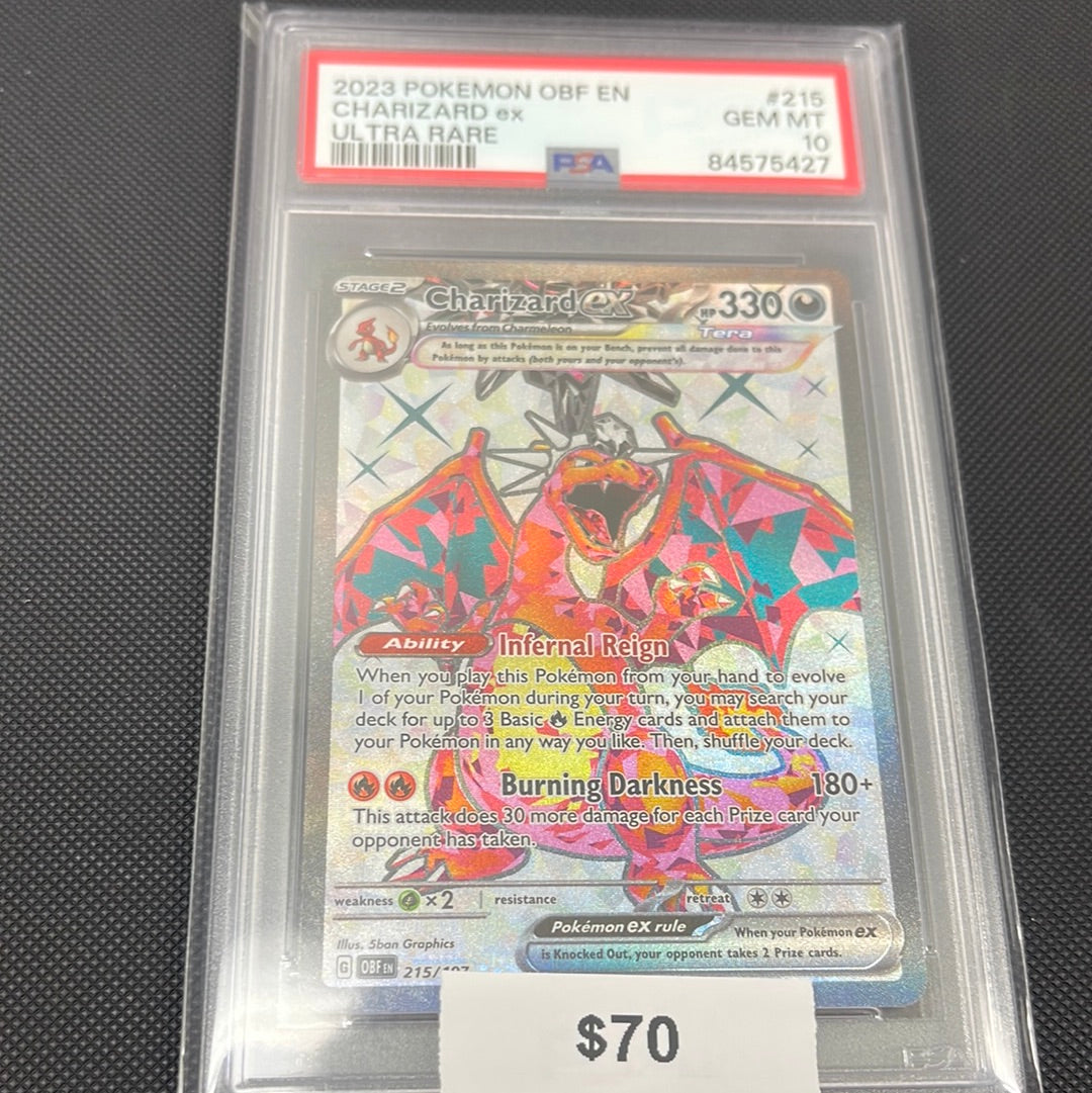 Pokémon Charizard ex Obsidian Flames Full Art 215/197 PSA 10