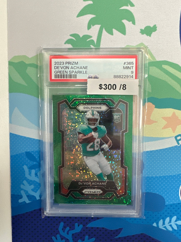 2023 Prizm Green Sparkle /8 De’Von Achane 