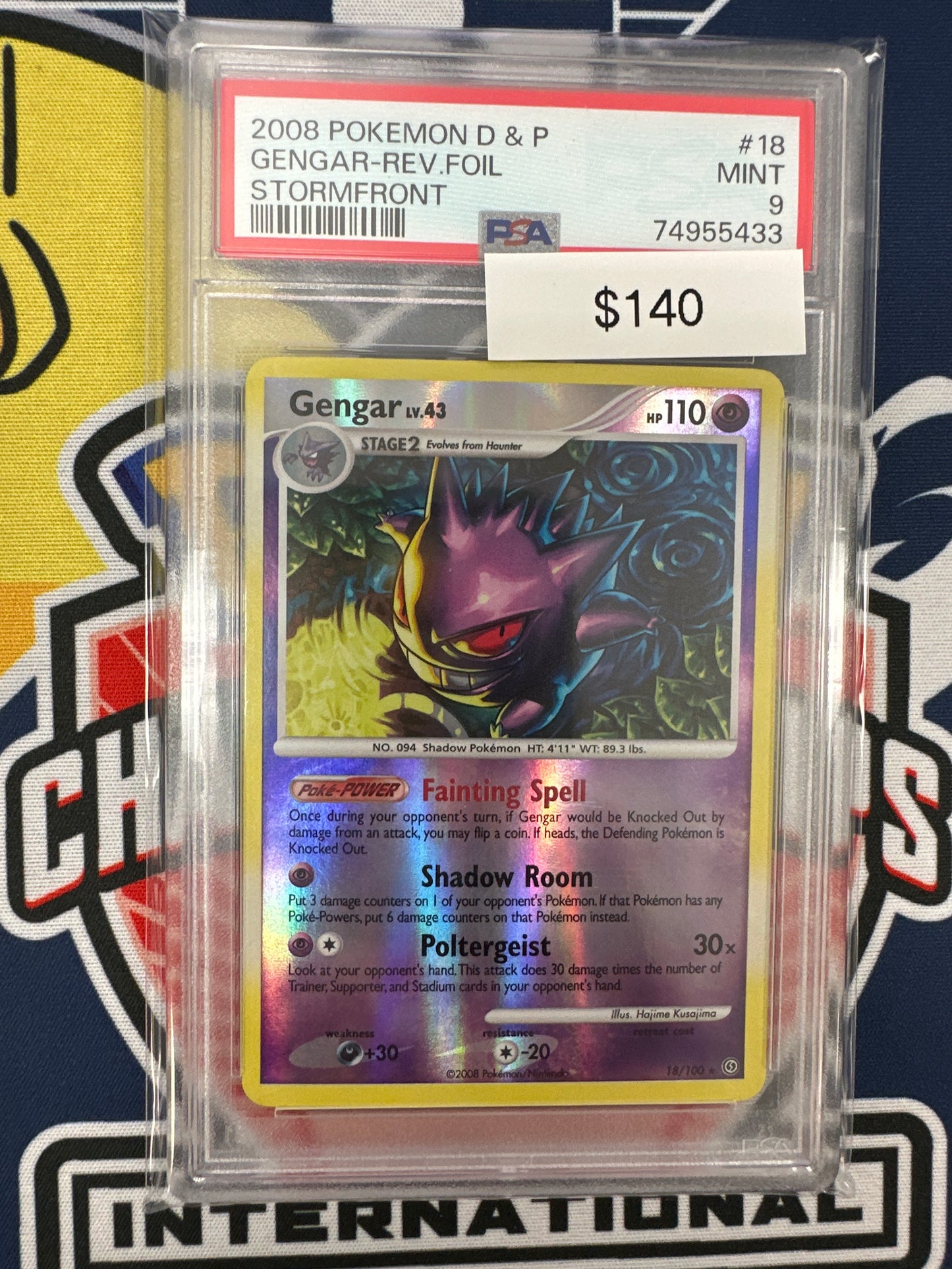 Pokemon Gengar Reverse Holo 18/100 PSA 9