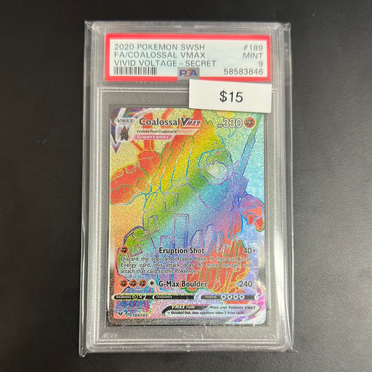 Pokémon SWSH Coalossal VMAX Secret #189 PSA 9