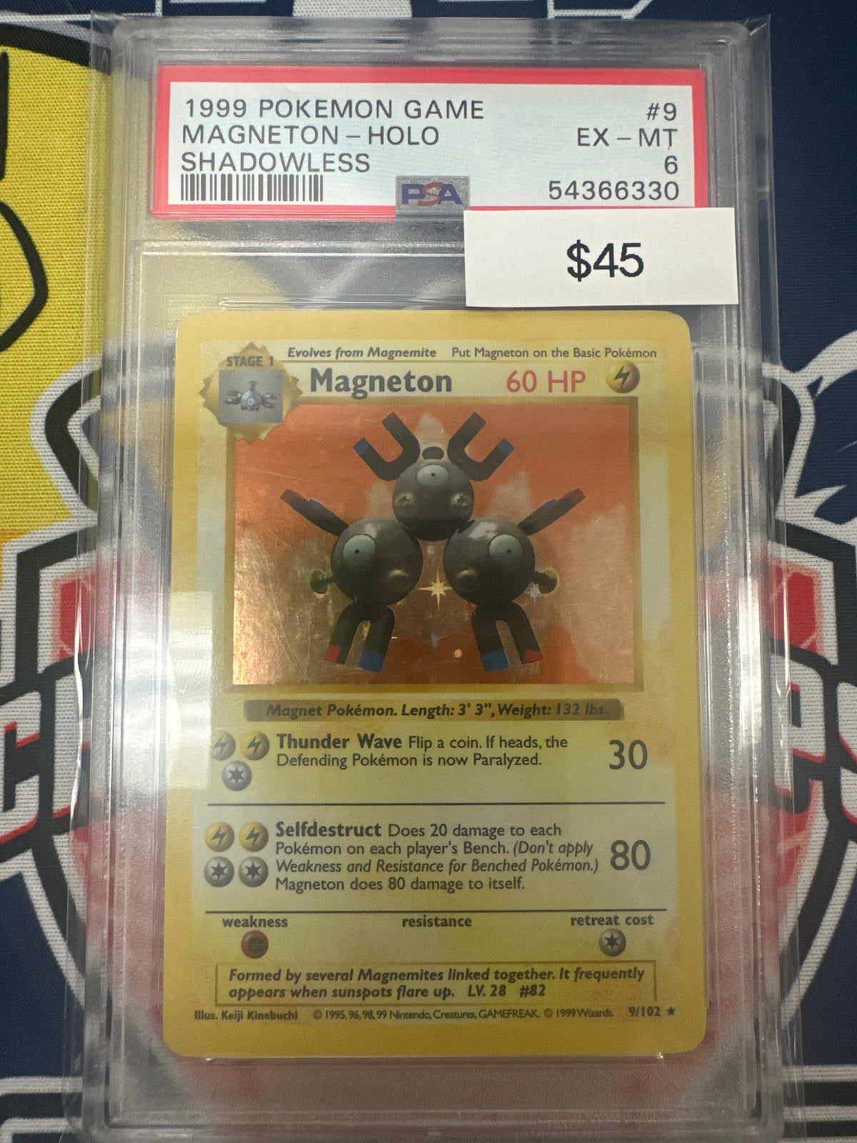 Pokemon Magneton Shadowless Holo 9/102 PSA 6