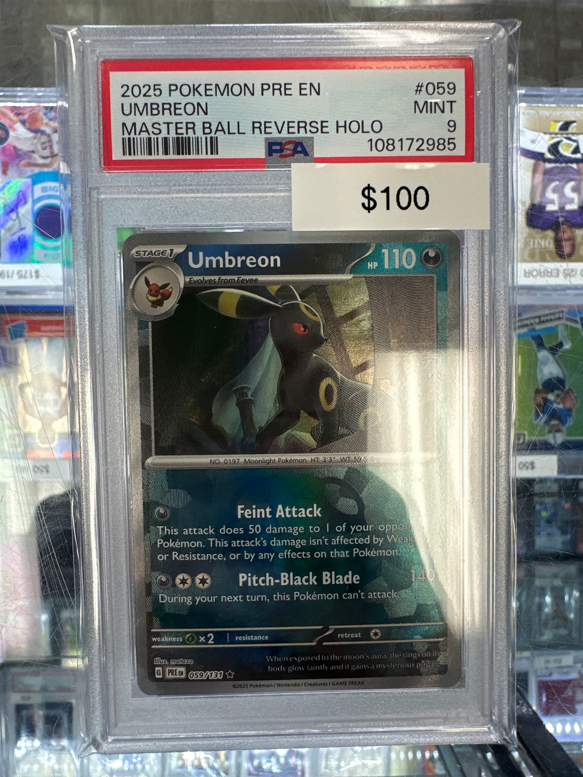 Pokemon Umbreon Masterball Holo 059/131 PSA 9