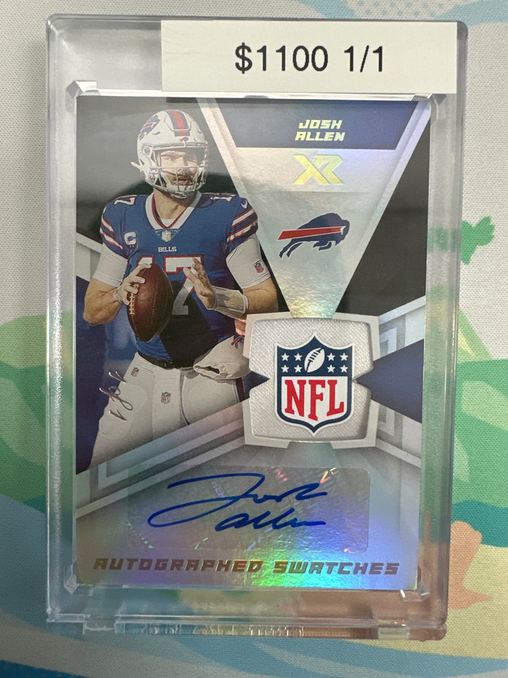 2021 Panini XR Josh Allen Autographed Swatches 1 of 1 AUS-JAL