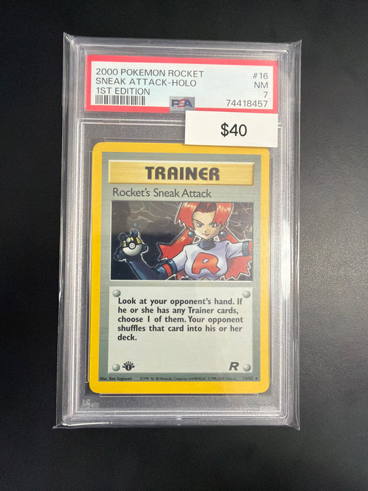 Pokemon rocket Sneak Attack 16 PSA 7