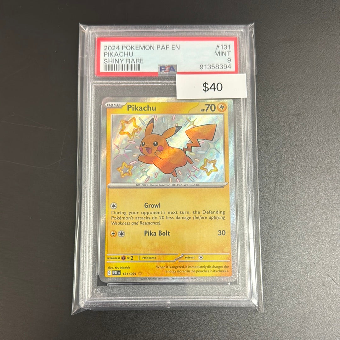Pokemon Paldean Fates Pikachu Shiny Rare #131 PSA 9