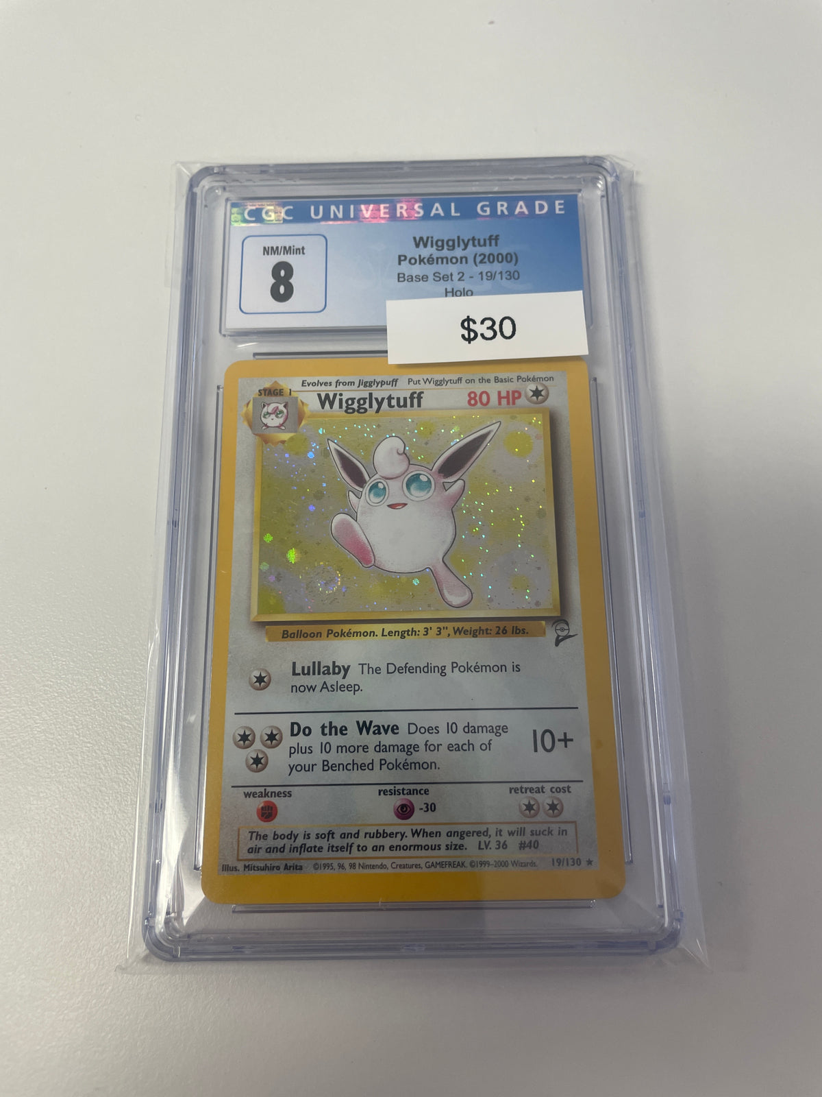 Pokemon Base Set 2 Wigglytuff Holo #19/130 CGC 8
