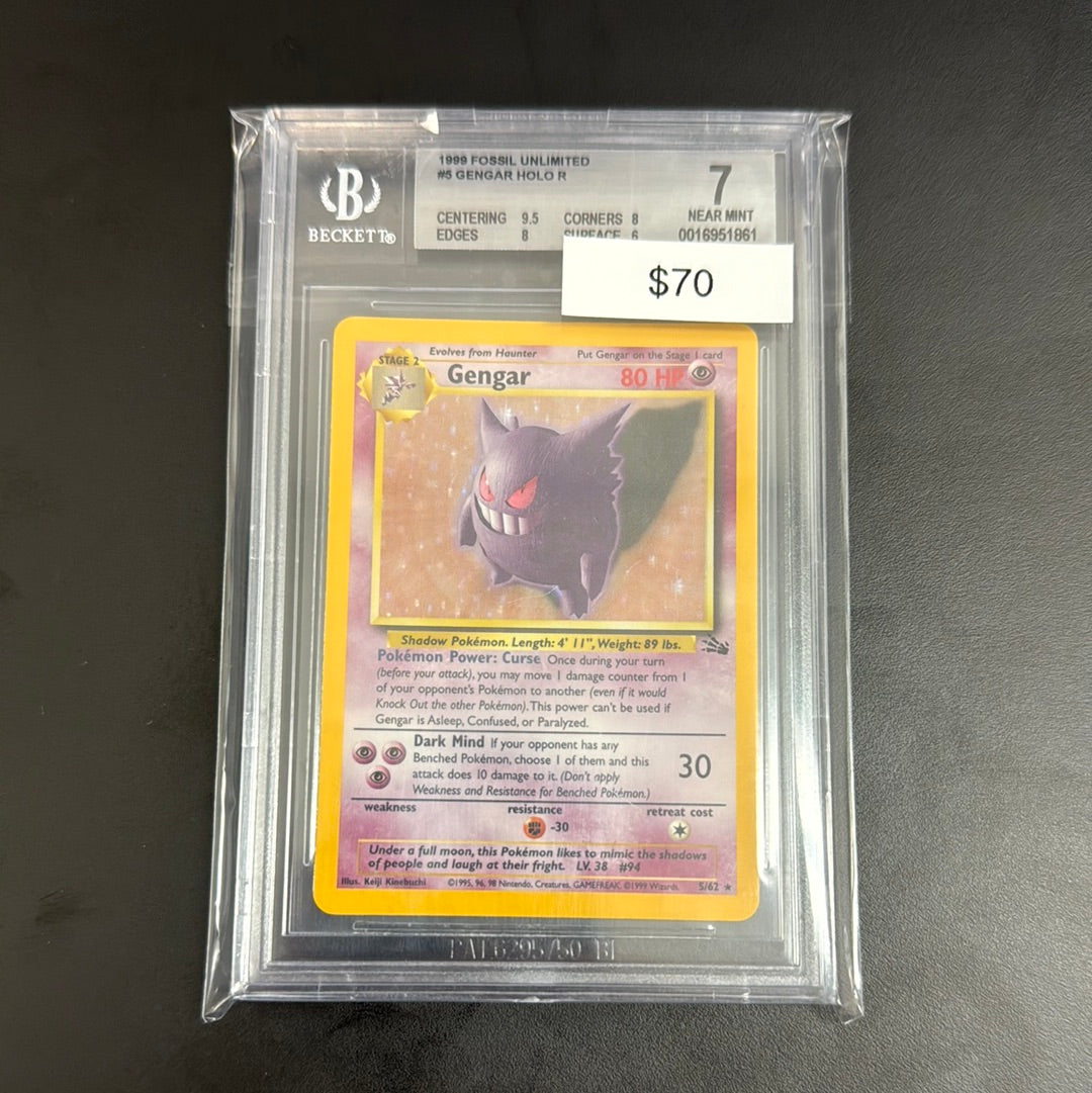 holographic gengar card Pokémon Fossil Gengar Holo BGS 7 – Grail Collectibles AZ