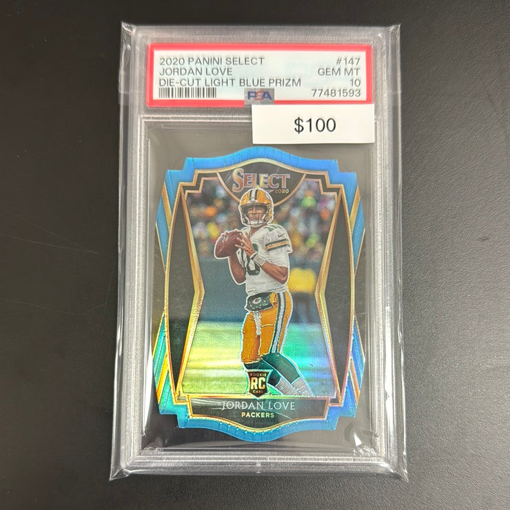 2020 Select Jordan Love Die Cut Light Blue 147 PSA 10