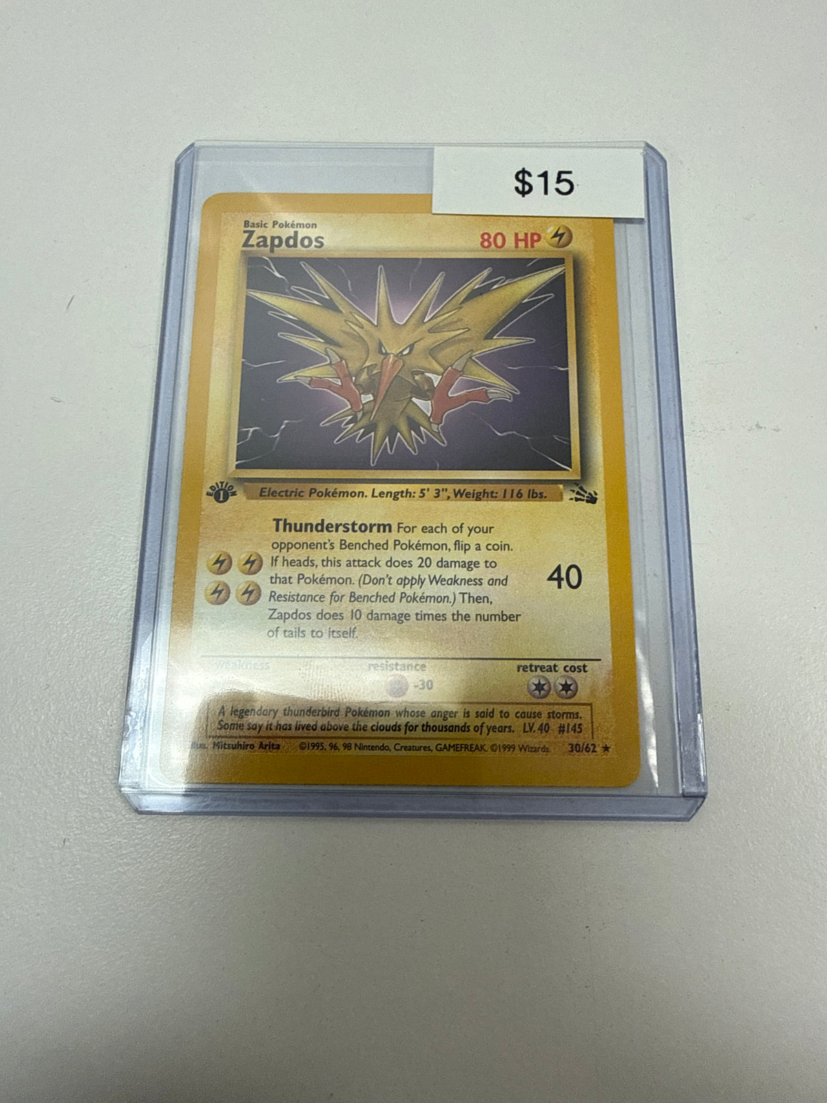 Pokemon Zapdos 1st Ed Non-Holo #30/62