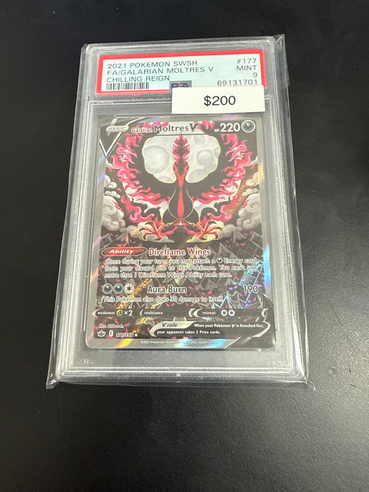 Pokemon Galarian Moltres V PSA 9