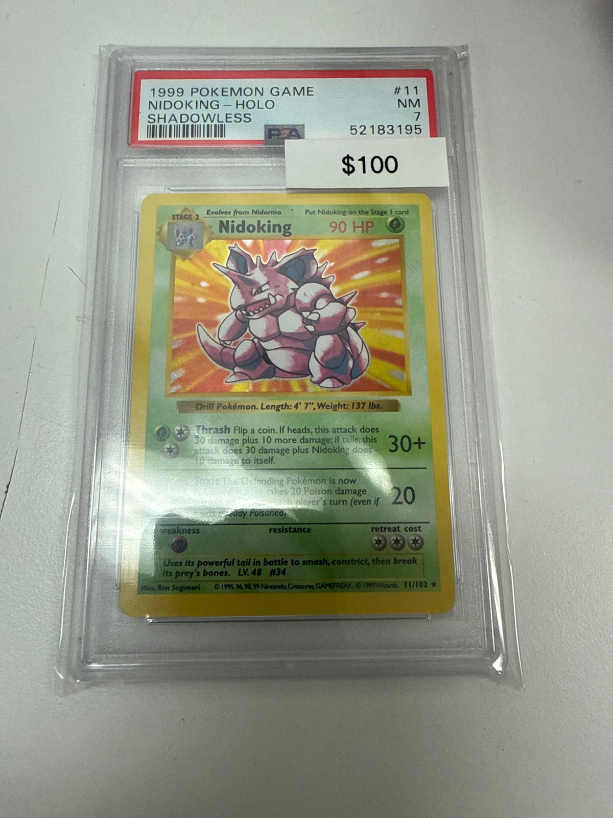Pokemon Base Set Shadowless Nidoking Holo #11/102 PSA 7