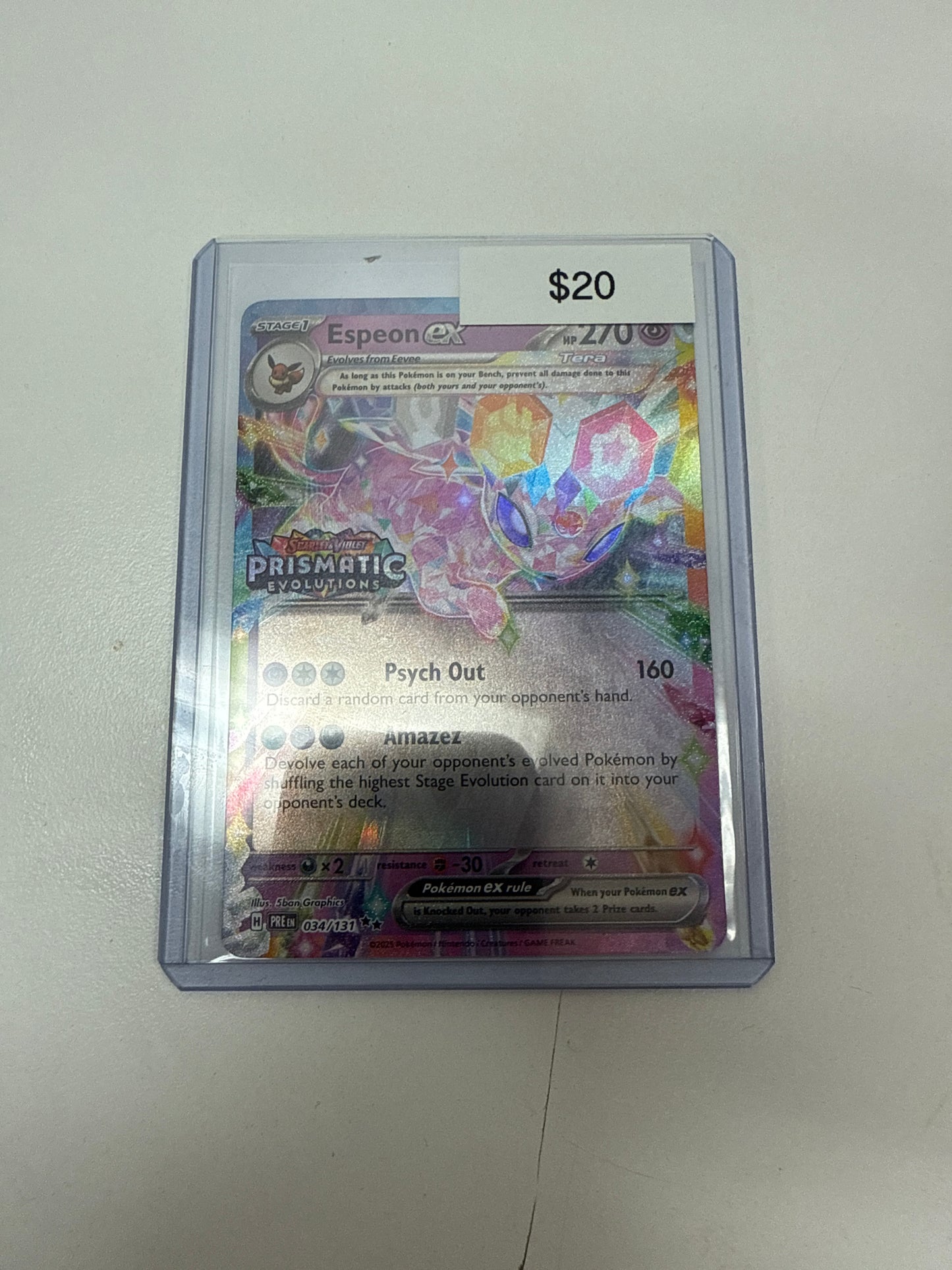 Prismatic Evolutions Espeon Ex Surprise Box Stamp #034/131