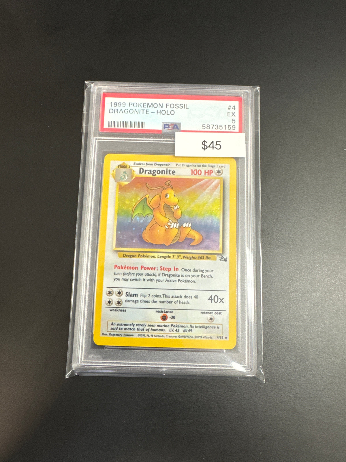 Pokémon Fossil Dragonite 4 PSA 5