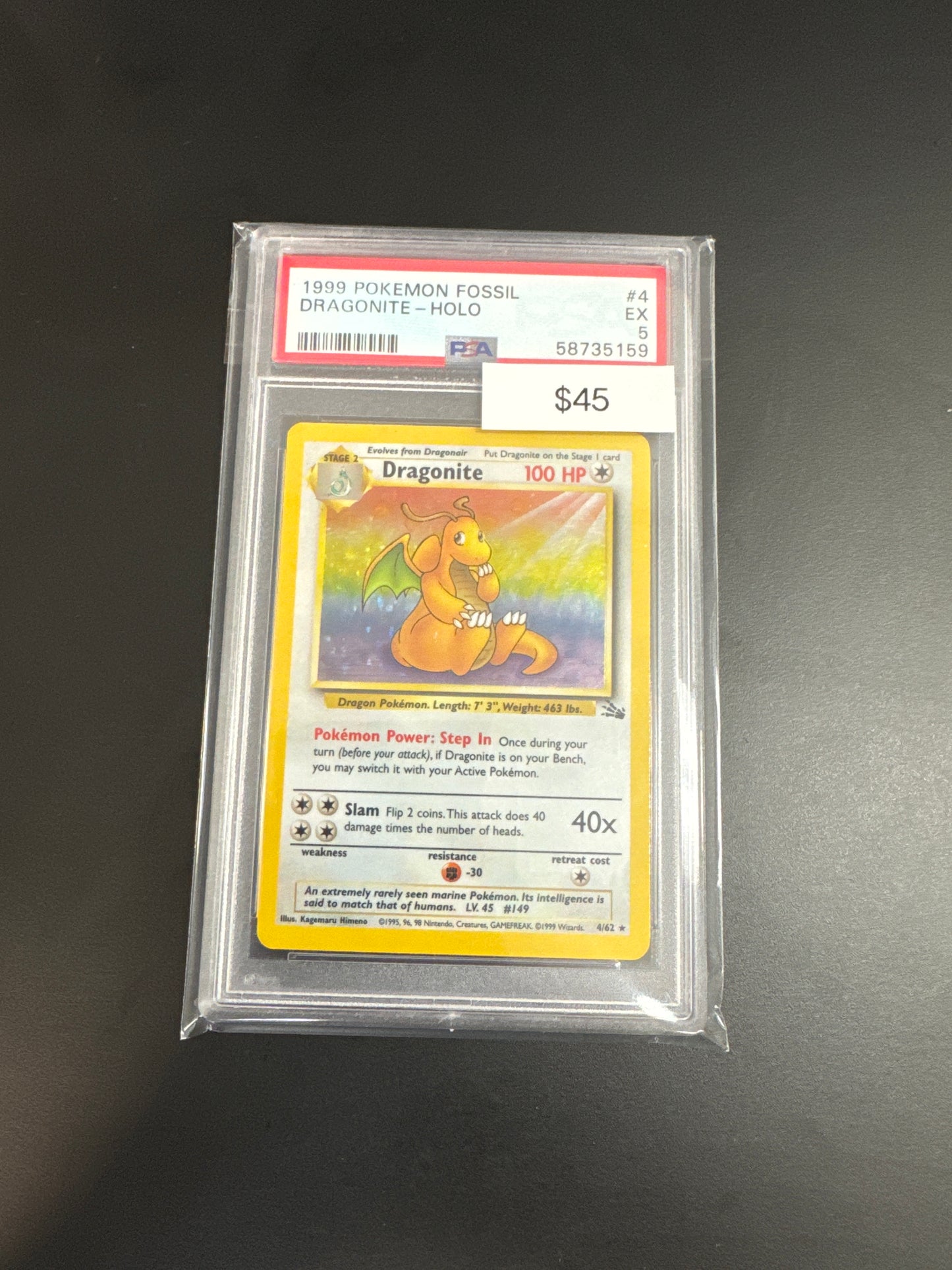 Pokémon Fossil Dragonite 4 PSA 5