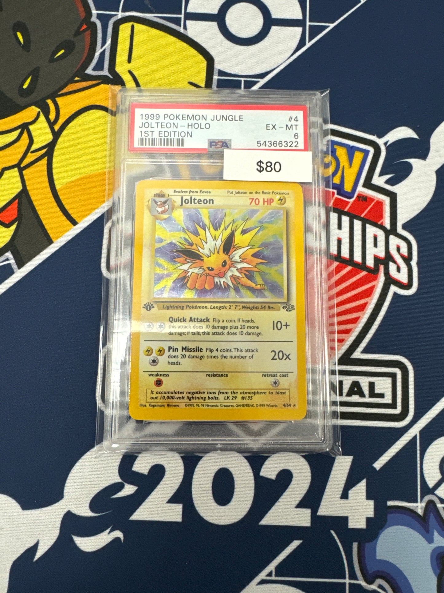 1999 Pokémon Jungle JOLTEON 1st Ed. #4 PSA 6