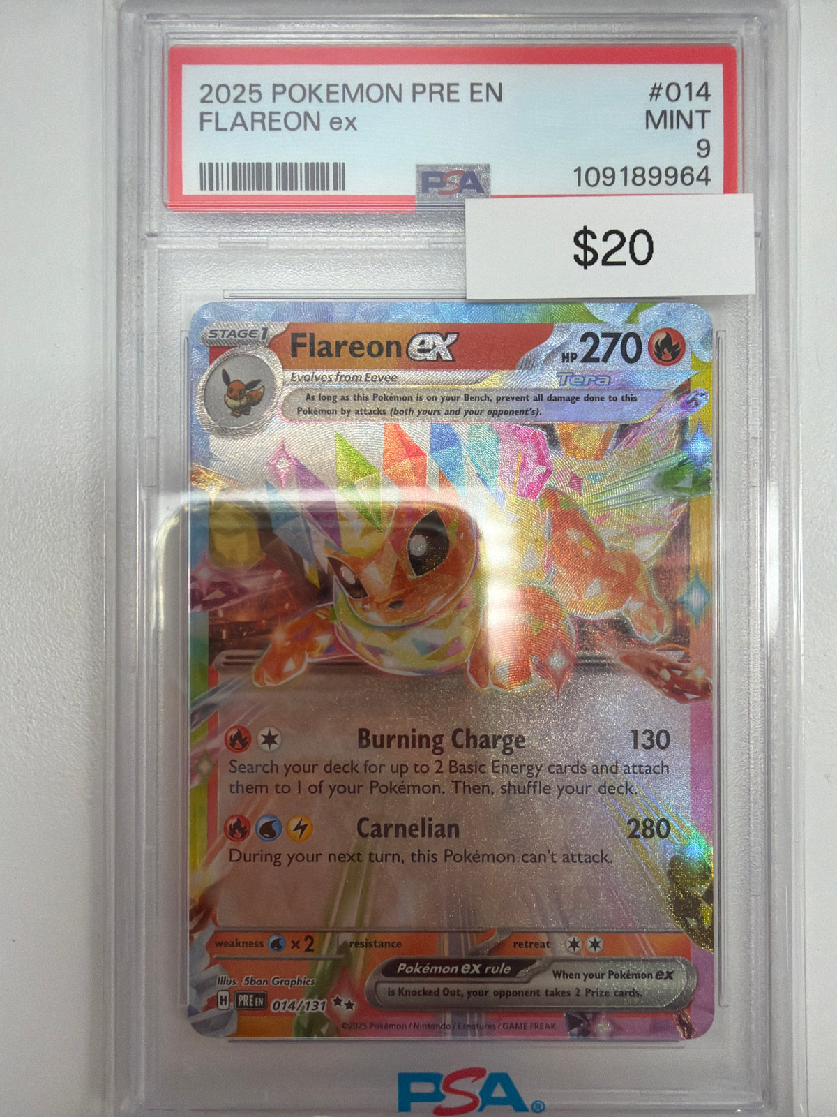 Pokemon Flareon ex Prismatic Evolutions 014/131 PSA 9