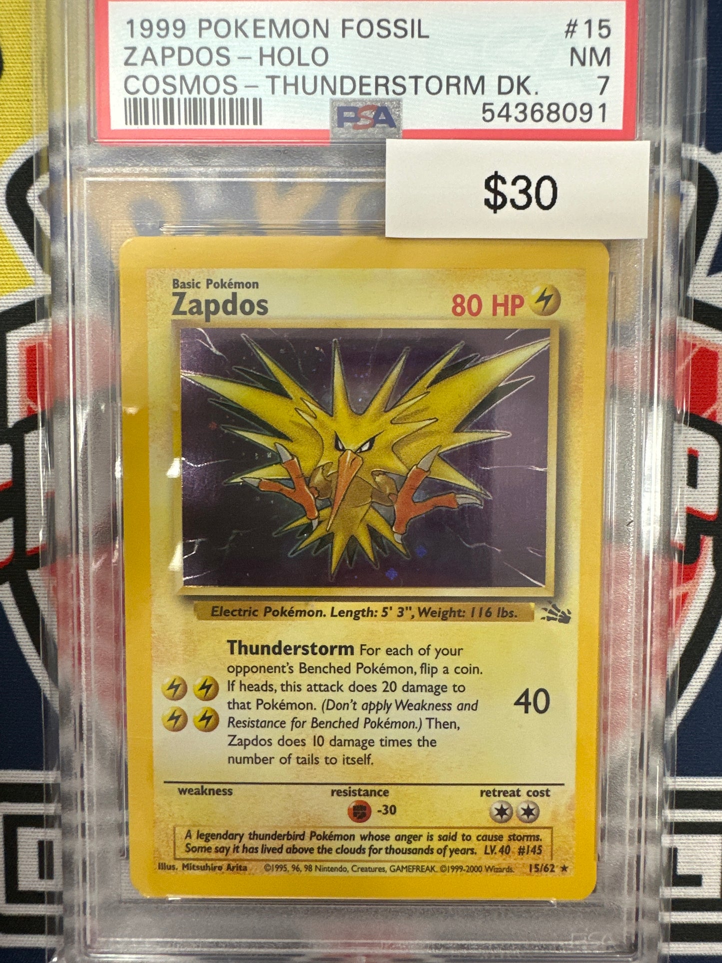 Pokemon Zapdos 15/62 Holo PSA 6