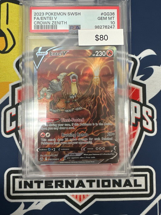 Pokemon Crown Zenith Entei V GG36/GG70 PSA 10