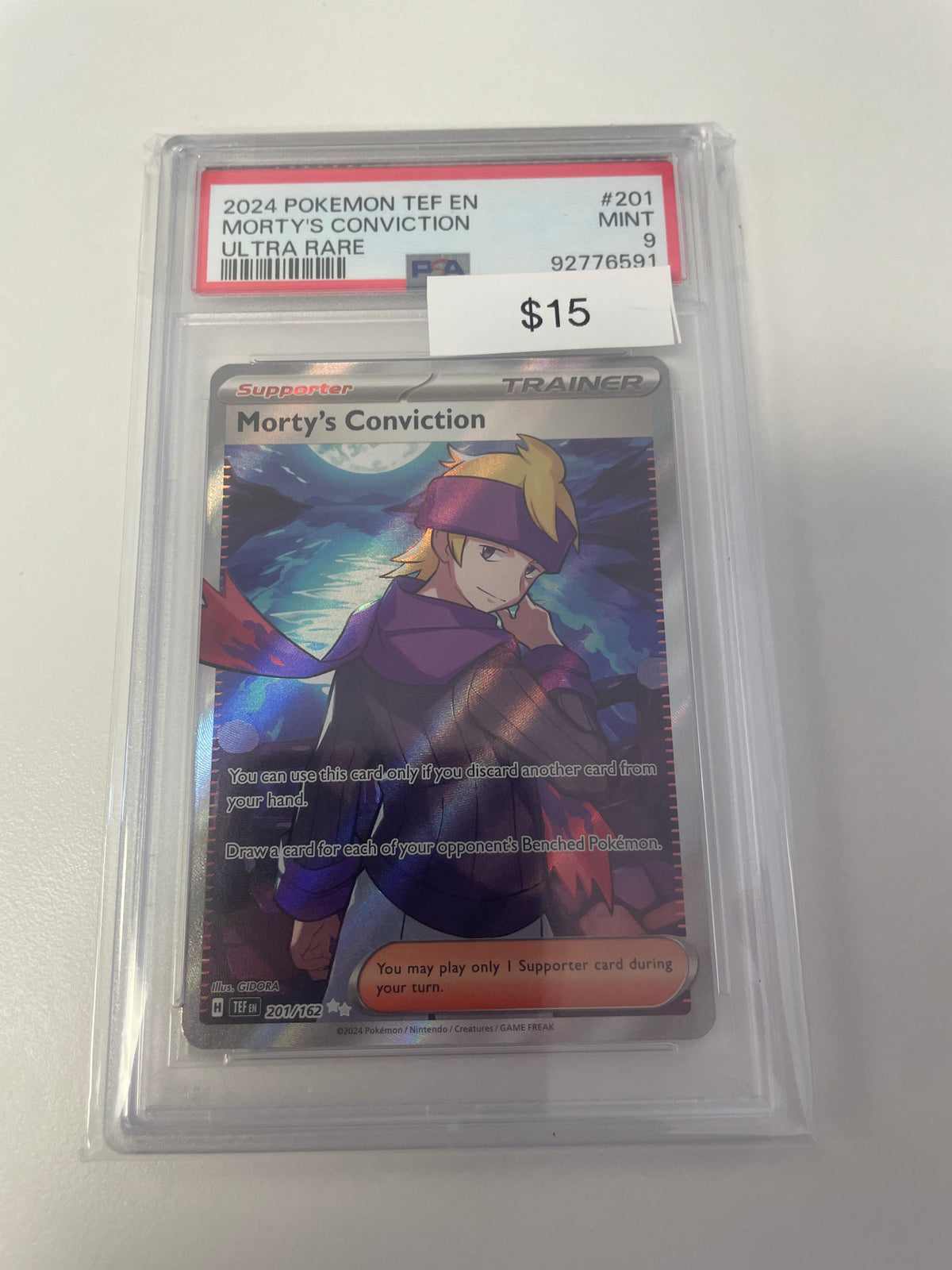Pokemon Morty’s Conviction Ultra Rare #201 PSA 9