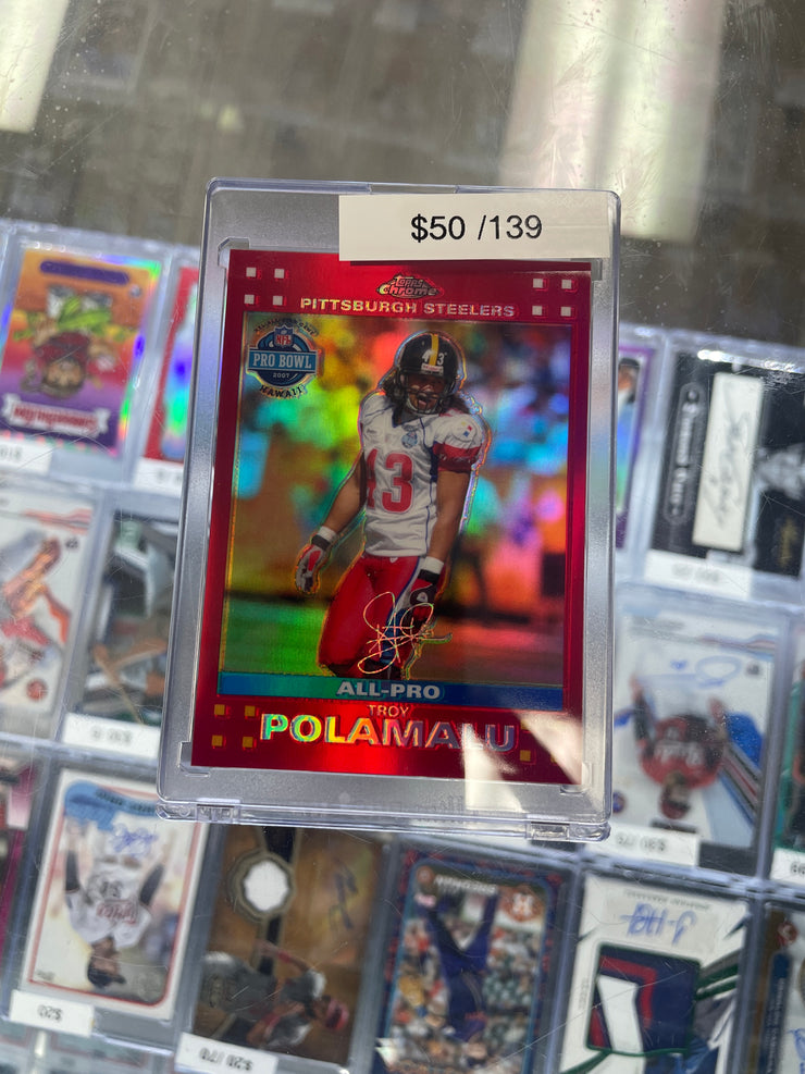 2007 Topps Chrome Troy Polamalu Red Refractor /139 