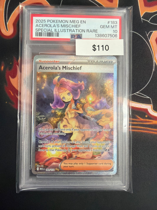 Pokemon Mega Evolutiom Acerola's Mischielf #183 PSA 10