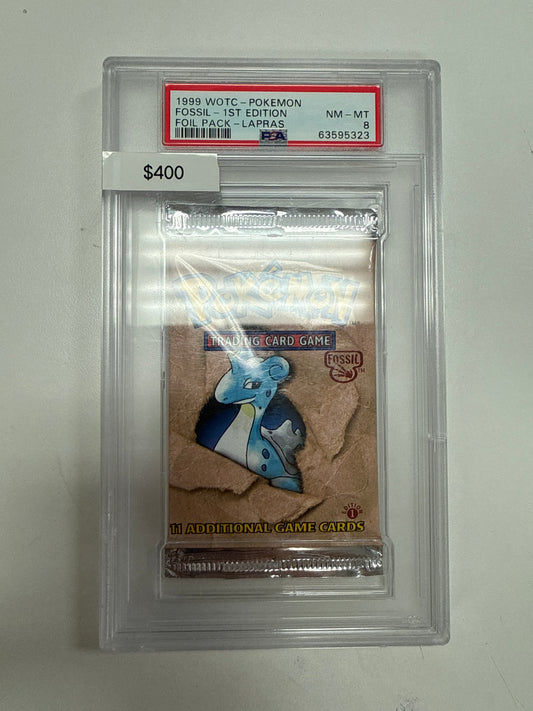 Pokémon Fossil 1st Ed. Booster Pack PSA 8