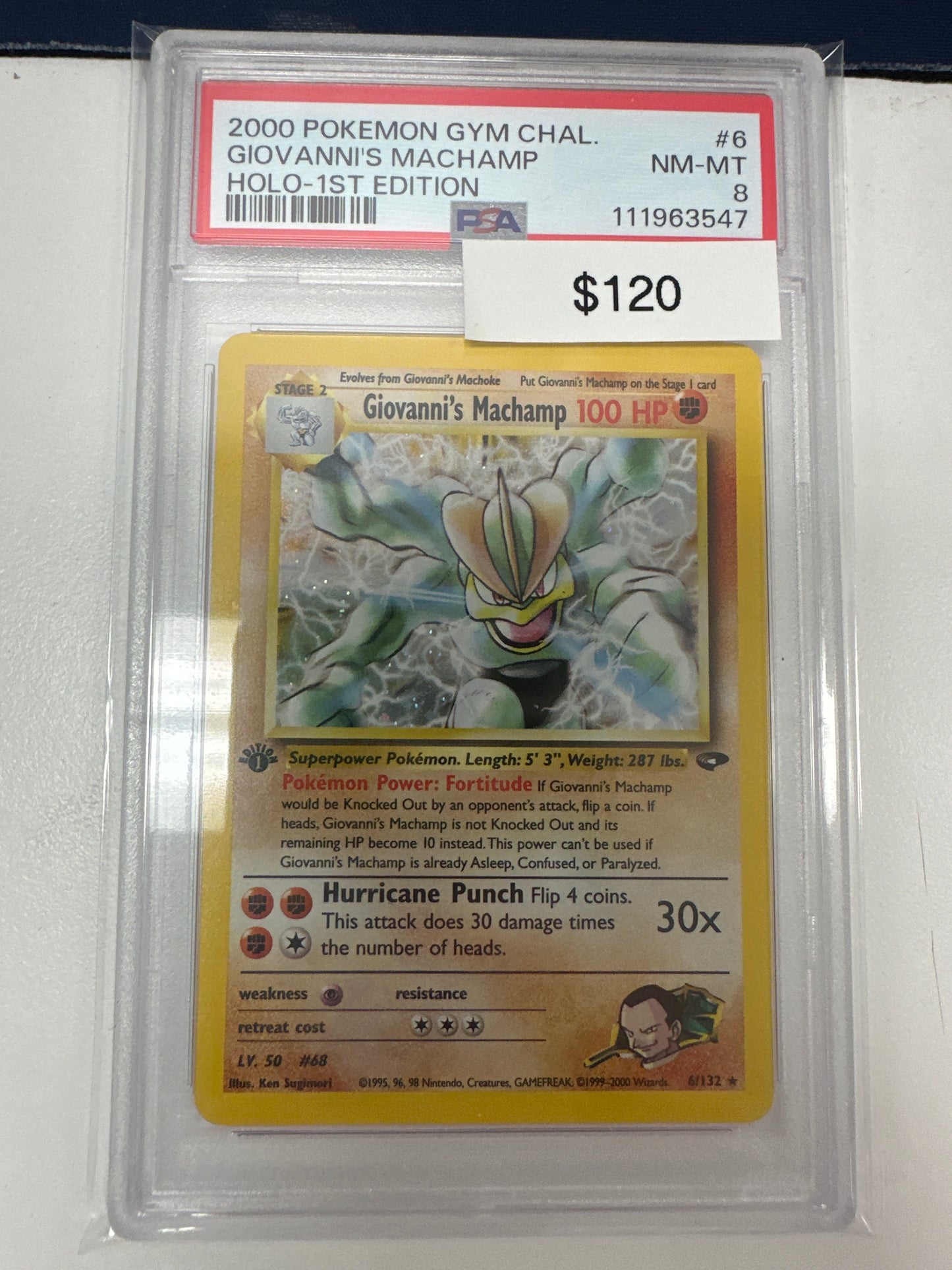 Pokemon Giovanni’s Machamp Holo 1st Edition PSA 8