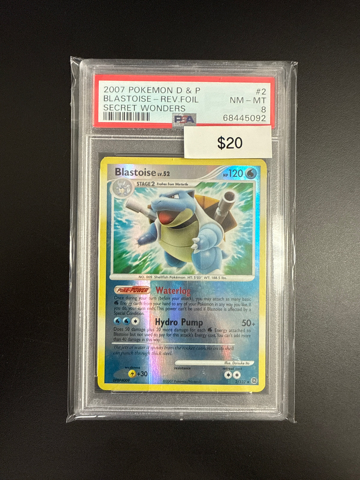 Pokémon Secret Wonders Blastoise Rev. Holo PSA 8