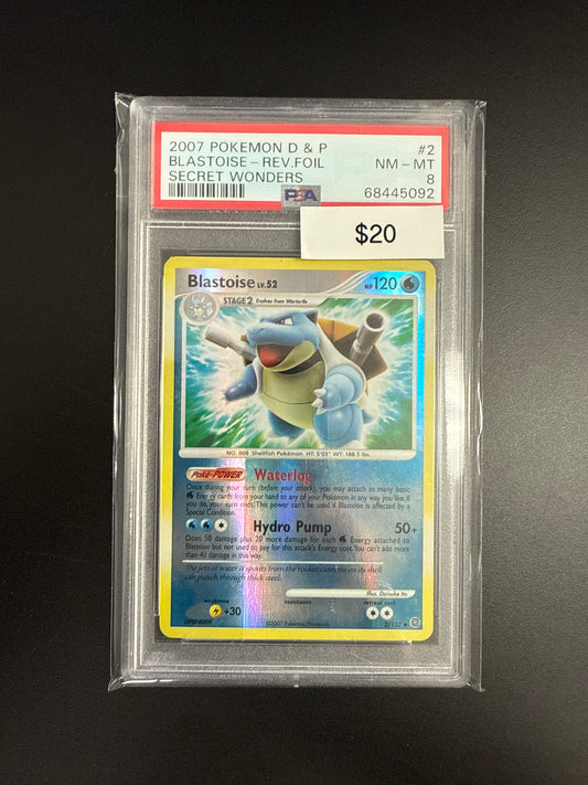 Pokémon Secret Wonders Blastoise Rev. Holo PSA 8