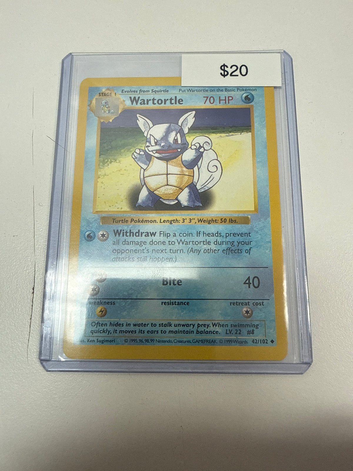 Pokemon Wartortle Shadowless #42/102