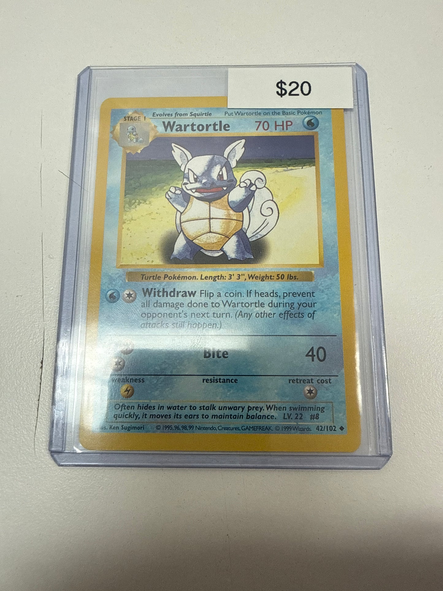 Pokemon Wartortle Shadowless #42/102