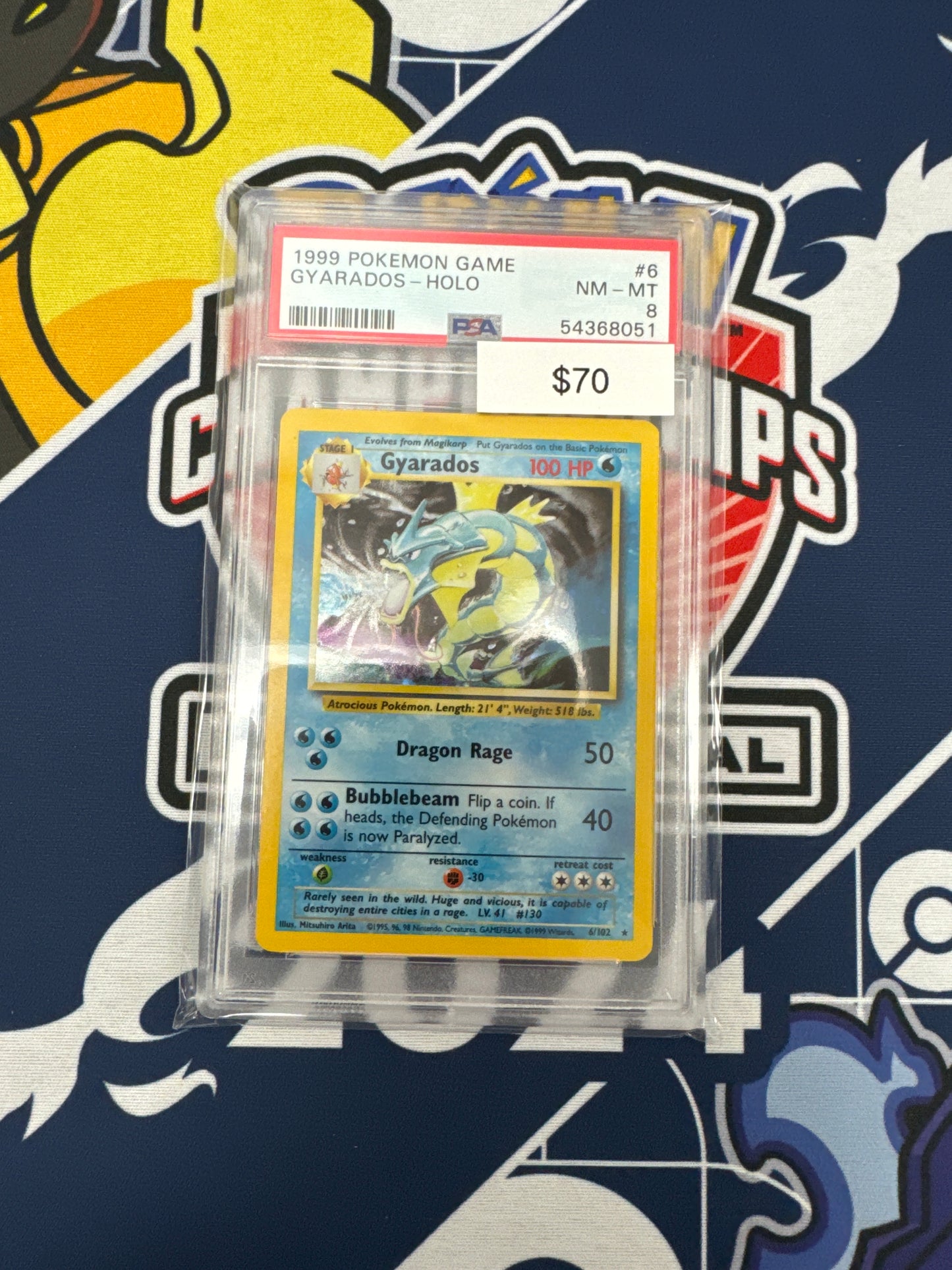 1999 Pokémon Gyarados Holo Base Set #6 PSA 8