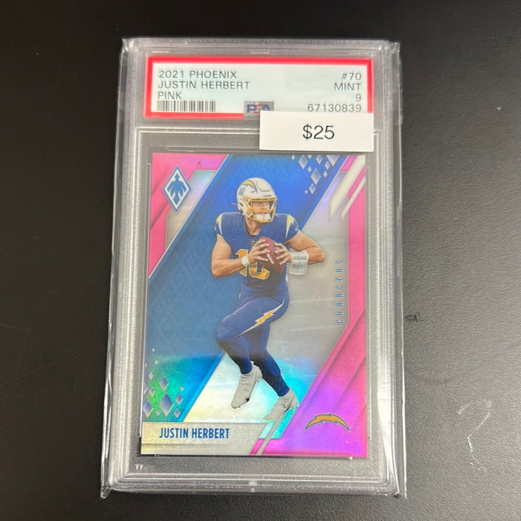 2021 Phoenix Justin Herbert Pink /199 PSA 9