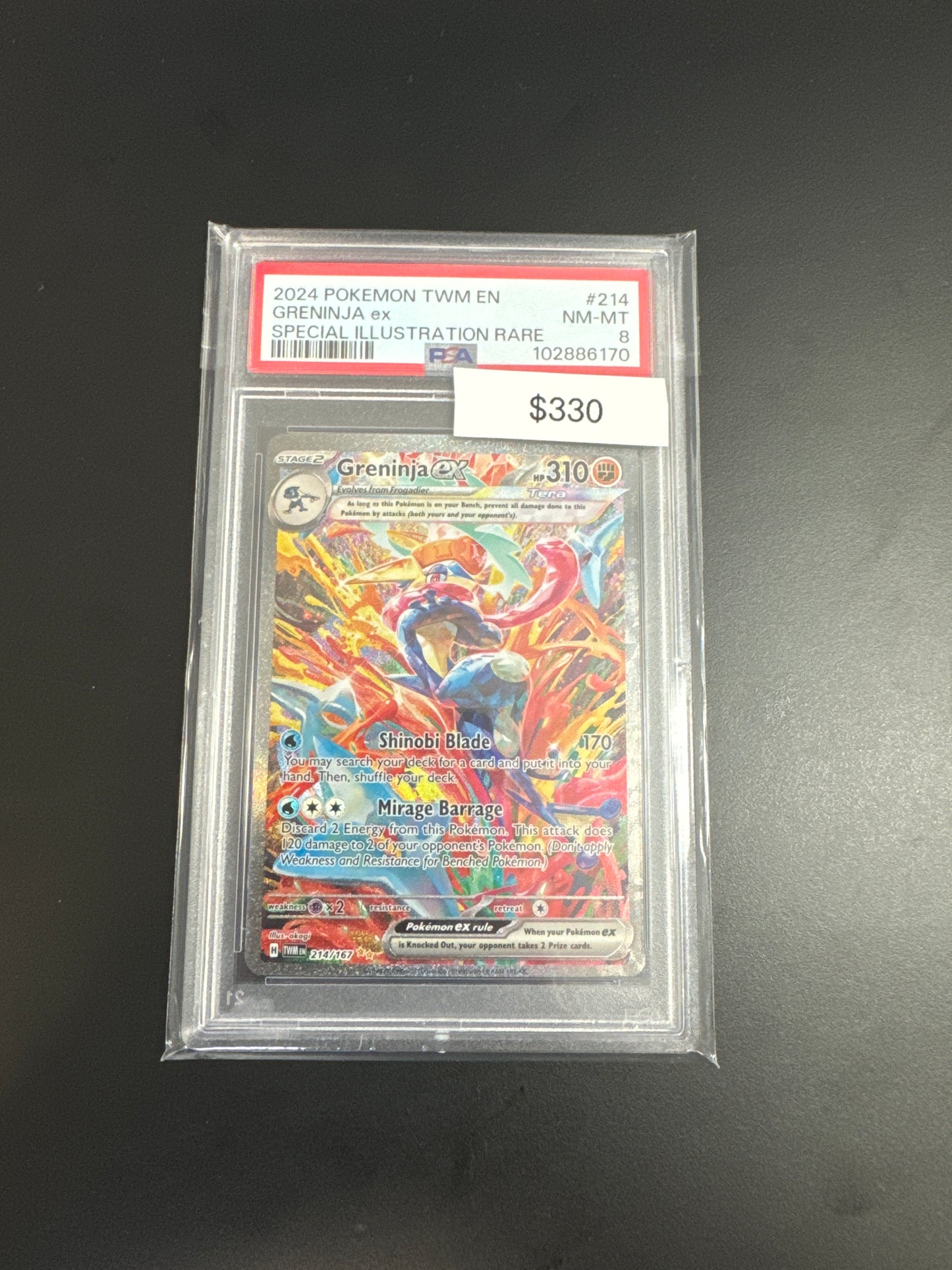 Pokémon Twilight Masquarade #214 Greninja EX PSA 8