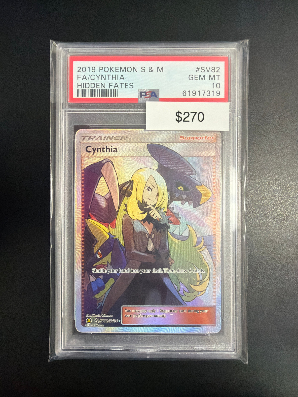 Pokemon Hidden Fates Cynthia #SV82 PSA 10