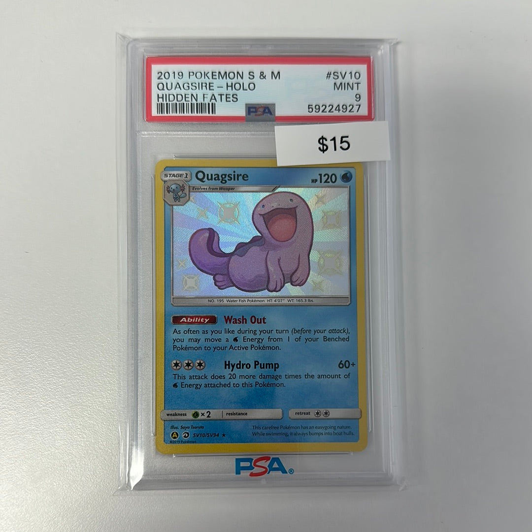 2019 Pokémon Quagsire Hidden Fates #SV10 PSA 9