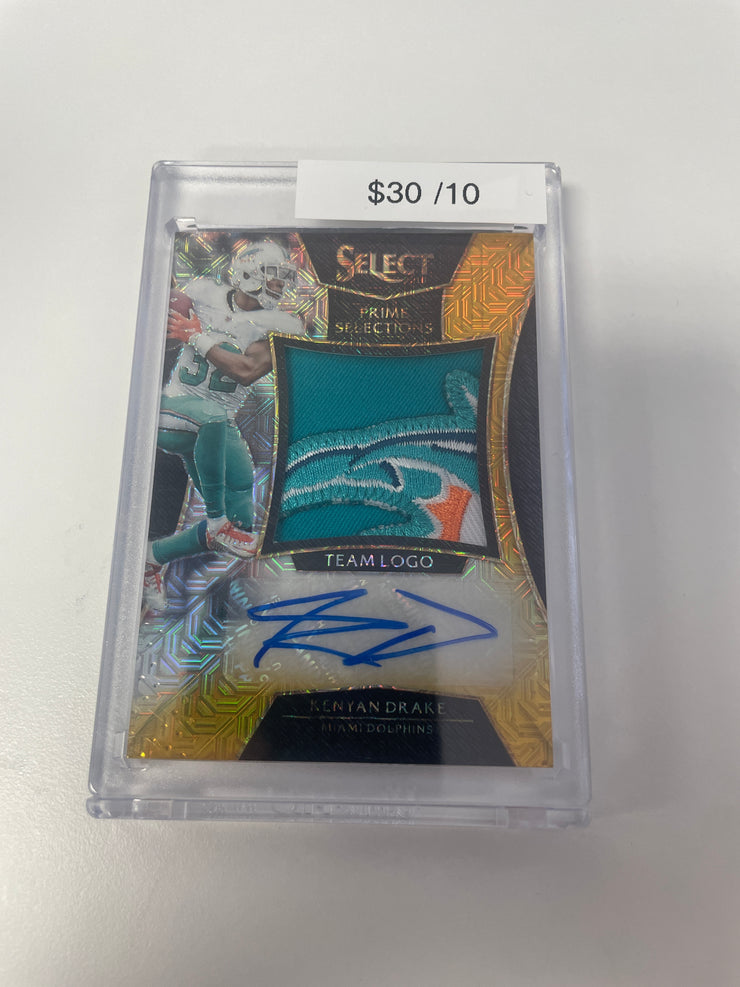 Select Kenyan Drake Gold Dolphins Logo Patch Auto /10 