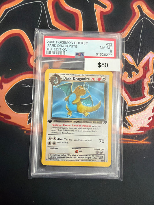 2000 Pokemon Dark Dragonite 1st Ed. 22 PSA 8