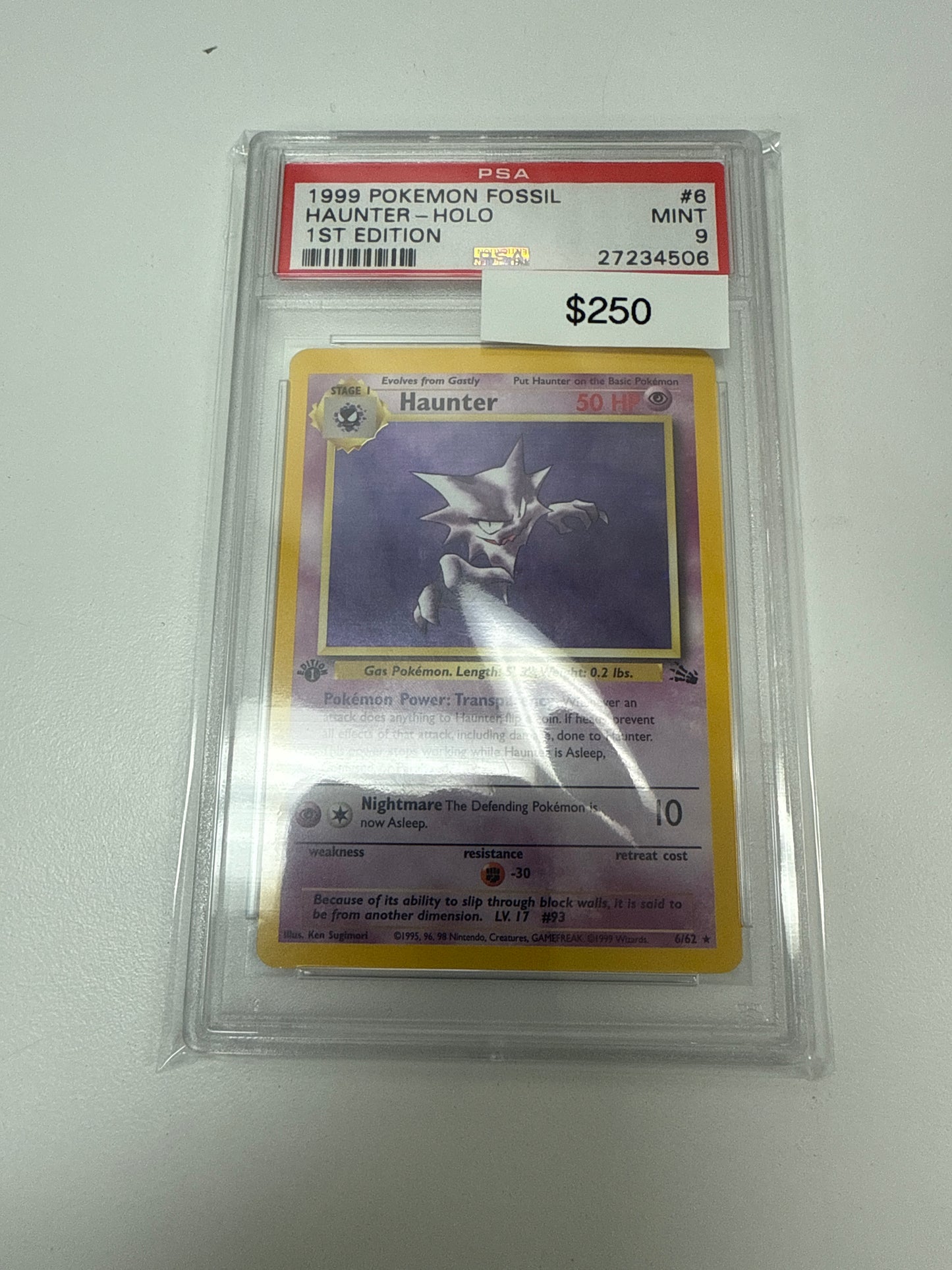 Pokémon Haunter Fossil Holo 1st Edition #6/62 PSA 9
